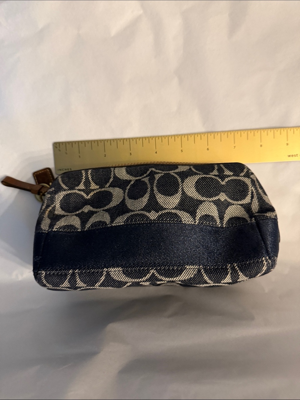 Coach anniversary striped denim blue and Ivory Signature Canvas Zip Pouch 40756 - Picture 7 of 16